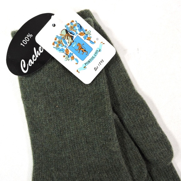 PORTOLANO ⚜ WOMEN'S GREEN CASHMERE COMFORT WINTER GLOVES - Picture 3 of 3